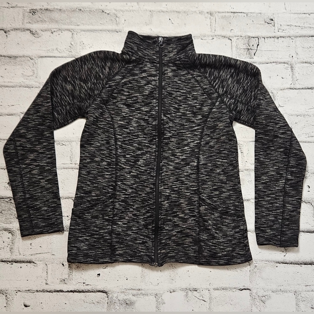 Joe Fresh Black Gray Zip Up Athletic Jacket Womens Small Athleisure